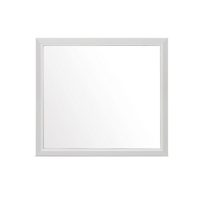 GlasFlength Decorative Wall Mirrors Square Accent Mirror Wall Mirror Polished Mirror Decorative Mirror for Living Room, White, 39.06"*0.87"*35.12"