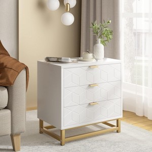 Zstar Three Drawer Bedroom Dresser with Metal Legs - 1 of 4