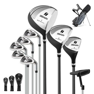 Men's Complete Golf Clubs Package Set 10 Pieces Includes Alloy Driver Black\Blue\Grey