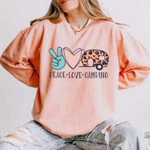 Simply Sage Market Peace Love Camping Lightweight Garment Dyed Sweatshirt - 1 of 4