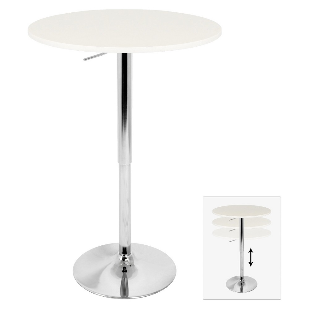 Photos - Garden & Outdoor Decoration Adjustable Round Counter Height Dining Table Metal/White - LumiSource: Hydraulic Pub & Pedestal Table, Seats 2