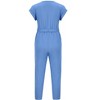 Girls Jumpsuit Short Sleeve Romper Long Pant High Waist with Belt 2 Pockets Outfits 3-12 Years - 3 of 3