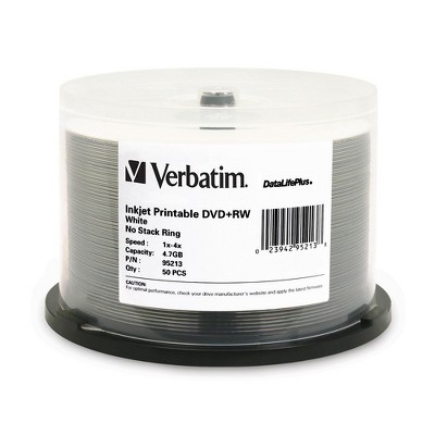 DVD+RW 4.7GB 4X DataLifePlus White Inkjet Printable - 50pk Spindle