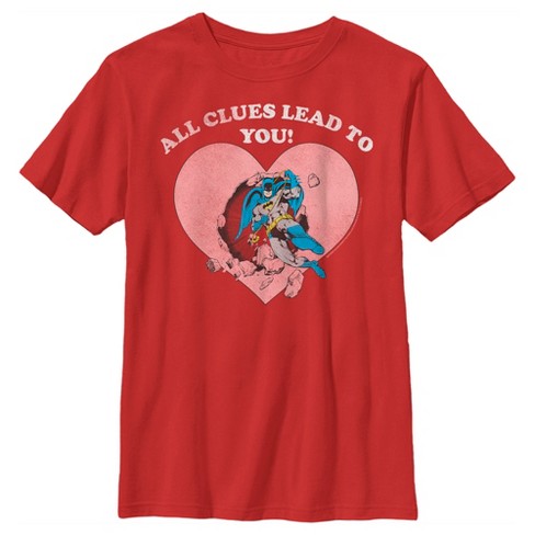 Boy's Batman Valentine's Day All the Clues Lead to You T-Shirt - Red - X  Large