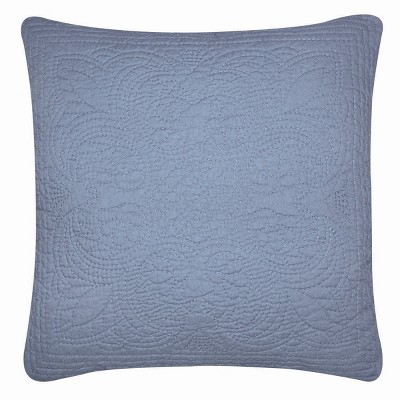 C&F Home 14" x 14" Colonial Blue Solid Cotton Quilted Pillow