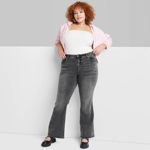 Women's Curvy High-Rise Black Flare Jeans, Women's Clearance