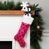 Northlight 20.5" Pink Sequin Snowflake Christmas Stocking with Faux Fur Cuff - 2 of 4
