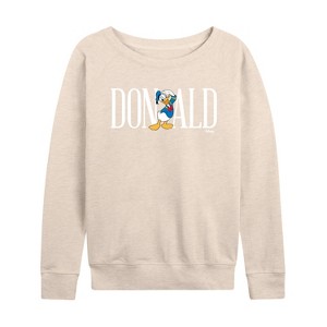 Women's - Disney - Donald Lightweight French Terry Wide Neck Long Sleeve Shirt - 1 of 4