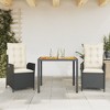 vidaXL 3-Piece Outdoor Patio Dining Set - Black Poly Rattan with Cushions - Adjustable Backrest Chairs & Acacia Wood Tabletop - 2 of 4