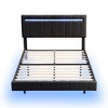 Queen Size Floating Bed Frame With LED Lights And USB Charging Ports Modern Upholstered Platform LED Bed Frame No Box Spring Needed, - 3 of 4