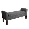 Tara Storage Bench Settee Heathered Gray - HomePop: Upholstered Ottoman, Bedroom Seating with Rubberwood Legs - 3 of 4