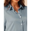 cheibear Women's Satin Lounge Boyfriend Style Button Down Sleepwear Dress - 4 of 4
