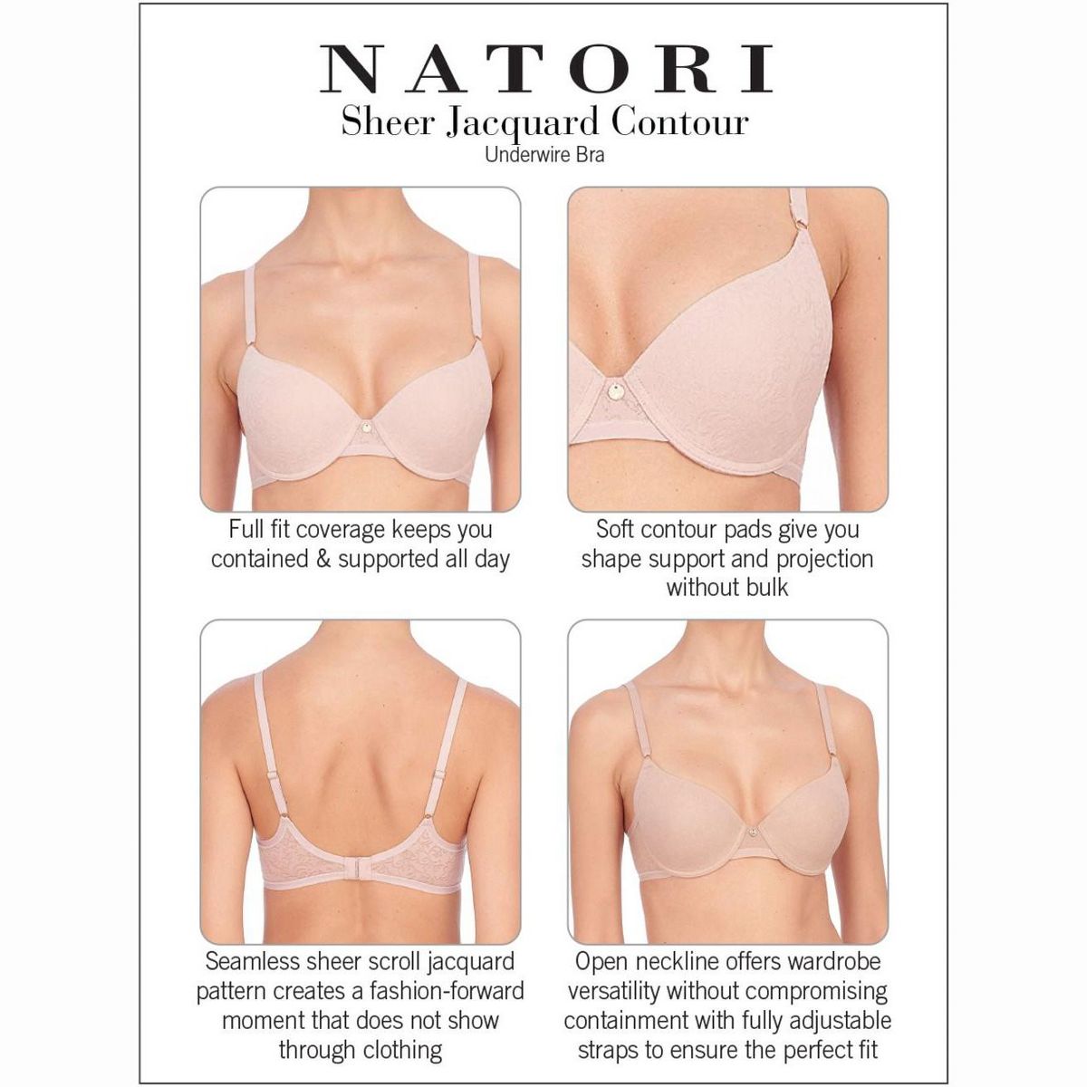 Natori Women's Sheer Jacquard Full Fit Underwire T-Shirt Bra 136059 - thumbnail 4
