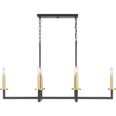 Blakely Graphite and Brass 6-Light Linear Chandelier