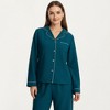 Anna-Kaci Lounge Women's Long Sleeve Pajama Set with Soft Notched Collar Button Front Top and Relaxed Straight-Leg Pants - 2 of 4