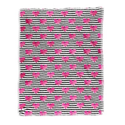 Little Arrow Design Co watercolor hearts on stripes Woven Throw Blanket, 50x60 - Deny Designs