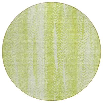 Artichoke Green And Ivory Botanical Leaves Washable Indoor Outdoor Area Rug