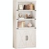 Garvee Farmhouse Wooden Bookcase with 5 Open Shelves and Closed Cabinets, Durable Engineered Wood Storage Shelf - 2 of 4