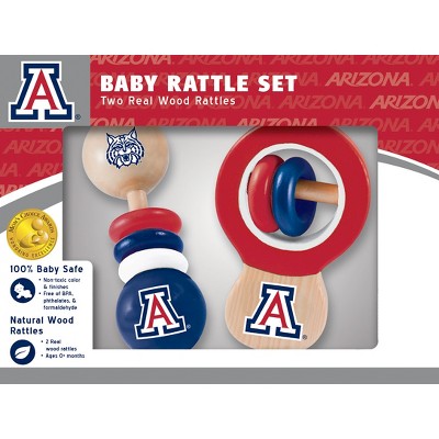 Baby Fanatic Wood Rattle 2 Pack - NCAA Arizona Wildcats Baby Toy Set