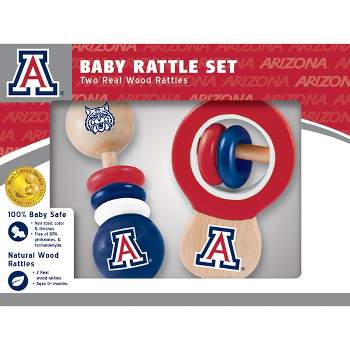 Baby Fanatic Wood Rattle 2 Pack - NCAA Arizona Wildcats Baby Toy Set