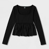 Women's Long Sleeve Square Neck Bubble Top - Wild Fable™ - 4 of 4
