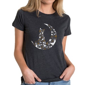 LA Pop Art Cat Sitting On Moon - Women's Premium Blend Word Art T-Shirt - 1 of 4