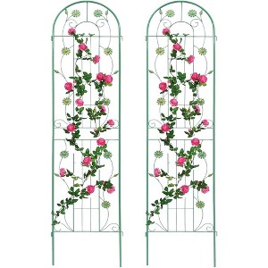 GustoWave 2 Pack Garden Trellis for Climbing Plants, Black Metal Coated Rustproof Trellis, 86.7x20in Outdoor Wrought Iron Trellis for Climbing Plants - 1 of 4