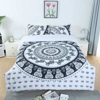 3 Pcs Polyester Full All-season Bohemian Bedding Sets White - PiccoCasa