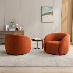 SEYNAR Modern Glam Teddy Fabric Upholstered 360 Degree Swivel Accent Armchair Set of 2 - 1 of 4