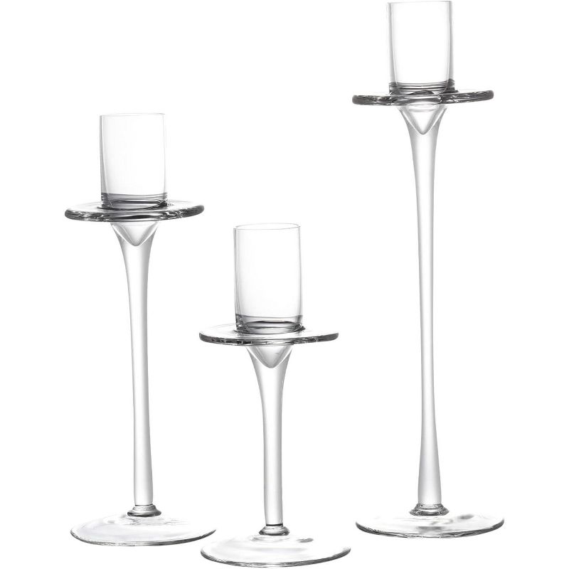 Dawhud Direct Clear Glass Candle Holder for Pillar, Floating, and LED Candles - Set of 3, Clear, 2 of 4