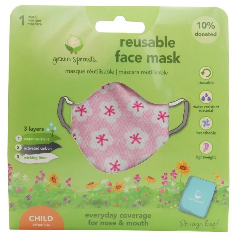 Green Sprouts Pink Blossoms Reusable Child Face Mask - 1 ct, 1 of 4