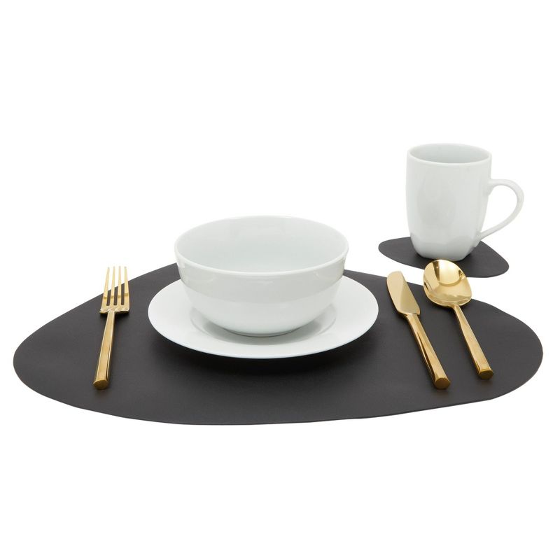 Juvale Set of 4 Wedge Placemats for Round Dining Tables with Matching Coasters, 8 Pieces, Black, 4 of 9