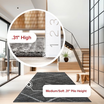 Thigpen Modern Crisscross Lines Area Rug, 3' x 5', Dark Grey