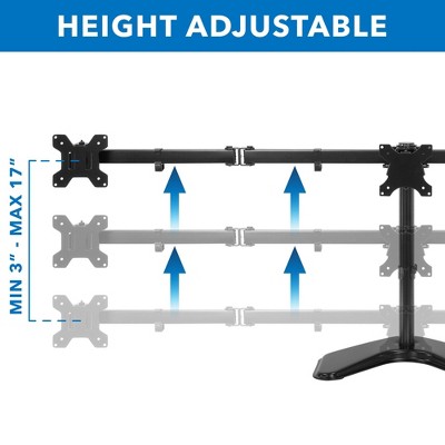 Black Aluminum and Steel Triple Monitor Stand with Adjustable Arms