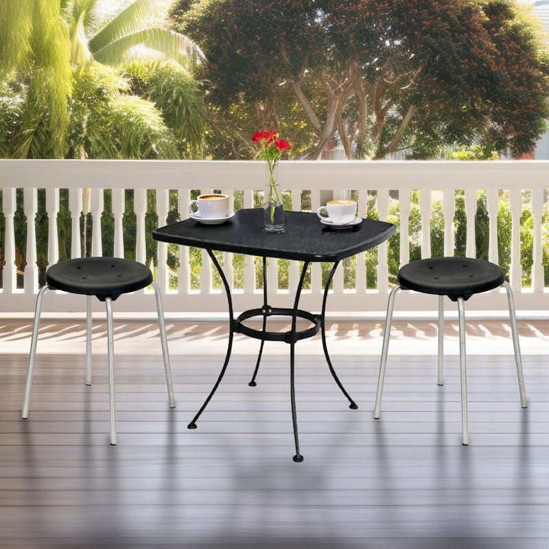 Woodard Uptown Sleek Contemporary 28 Inch Outdoor Steel Mesh Square Top Bistro Style Patio Dining Table with Tapered Legs, Black, 4 of 7