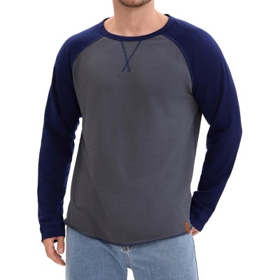 INSPIRE CHIC Men's Long Sleeve Tops Color Block Casual Raglan T-Shirt