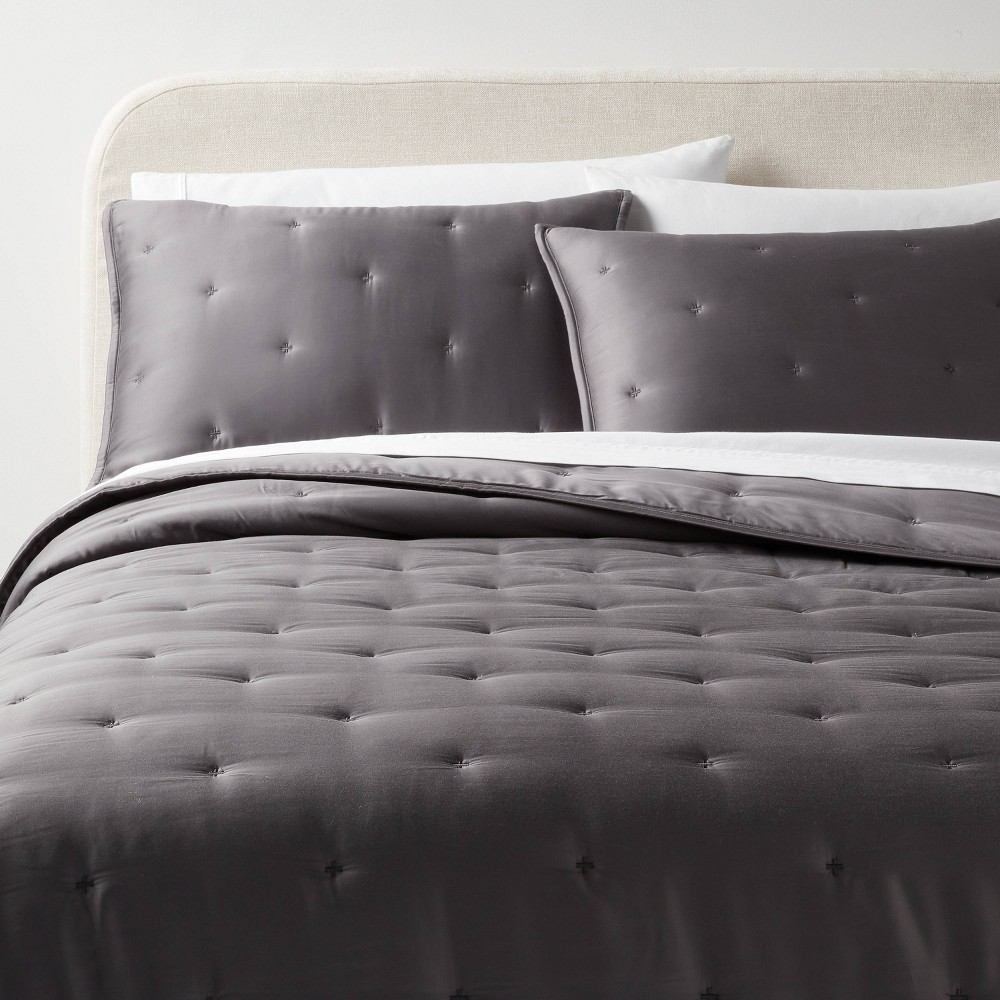 Photos - Bed Linen 3pc King TENCEL™Comforter and Sham Set Dark Gray - Threshold™