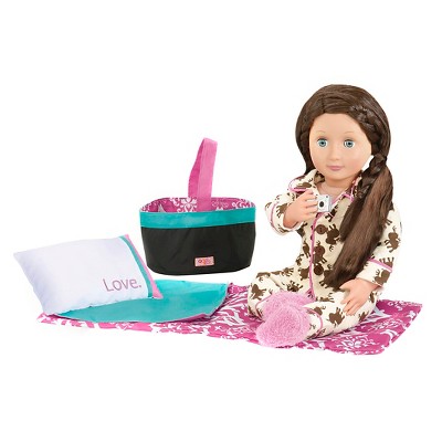 Our Generation Slumber Party with Sleeping Bag Doll Accessory Set for 18&#34; Dolls