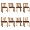 vidaXL 1/2/4/6/8x Solid Wood Teak Patio Chairs with Cushions Multi Colors - Taupe 8 - 2 of 4