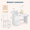 Kids Vanity With Mirror,  2 In 1 Princess Vanity Set Toddler Vanity Table & Chair Set With Open Bookshelf, Storage Cabinet - 4 of 4
