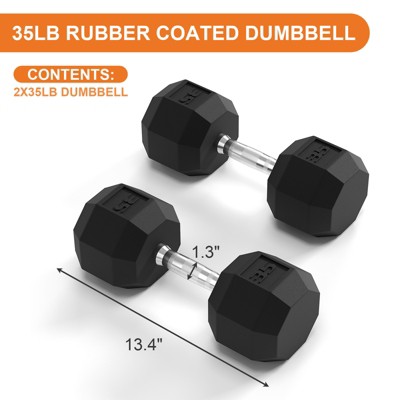 35LBS x2 PVC Hex Dumbbell Weight Set, Multiple Sizes Exercise & Fitness and Muscle Toning, strength training