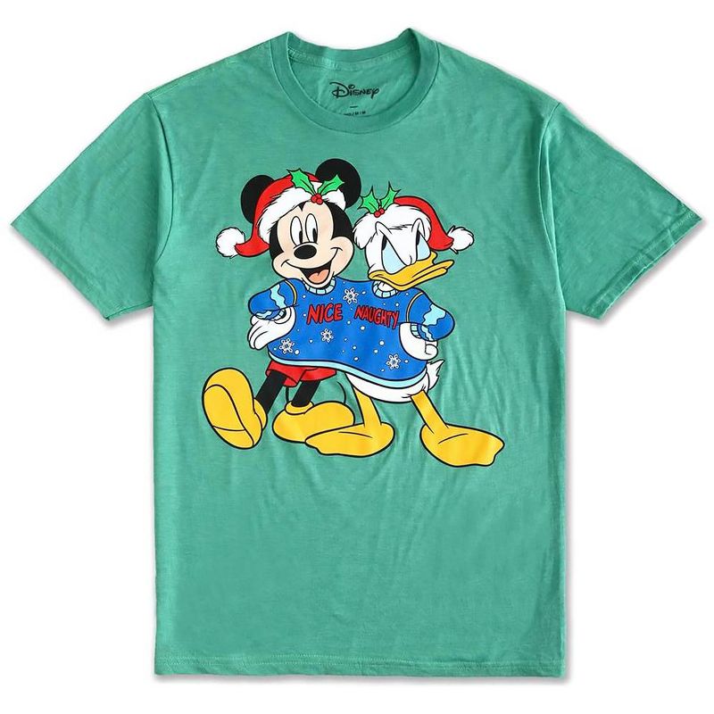 Disney Men's Mickey Mouse and Donald Duck Funny Christmas T-Shirt, 1 of 4