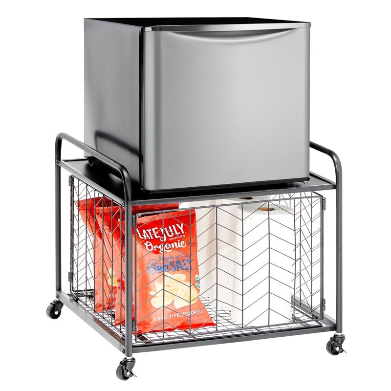mDesign Small Portable Mini Fridge Storage Cart with Wheels and Handles, 1 of 7