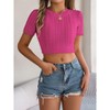 Crop Tops for Women Crew Neck Short Sleeve Ribbed Knit Tight T Shirts Slim Fit Basics Tees Going Out Crop Tops Shirts - 2 of 4