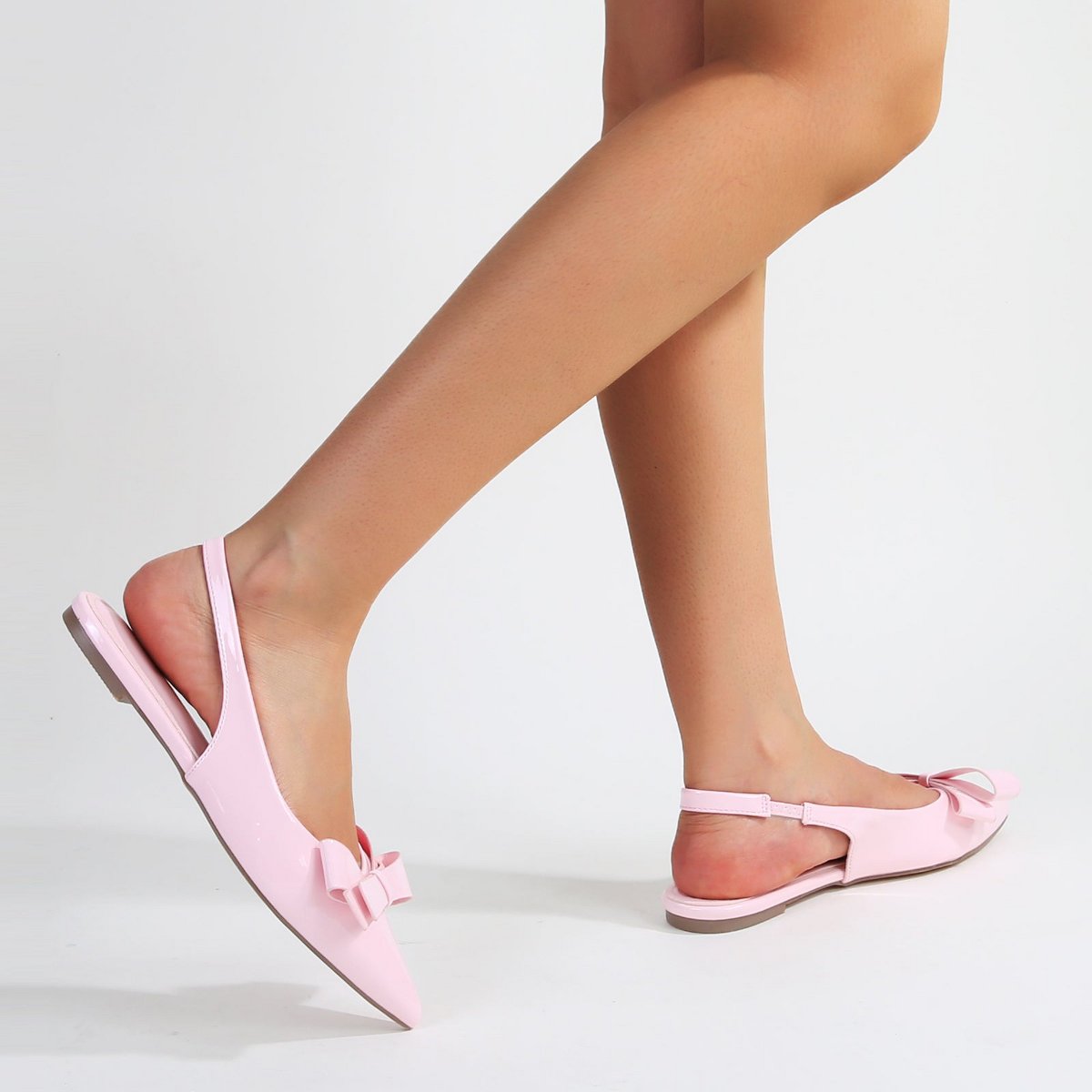 Обувь BERNESS Women's Cinnamon Point Toe Slingback Flats with Oversize Bow White 6 — фото 5