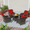 UPTION 5-Piece Wicker Outdoor Seating Group with Fire Pit - 4 of 4