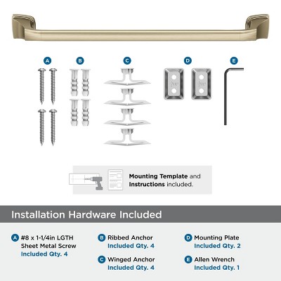 Golden Champagne 18-Inch Wall Mounted Towel Bar
