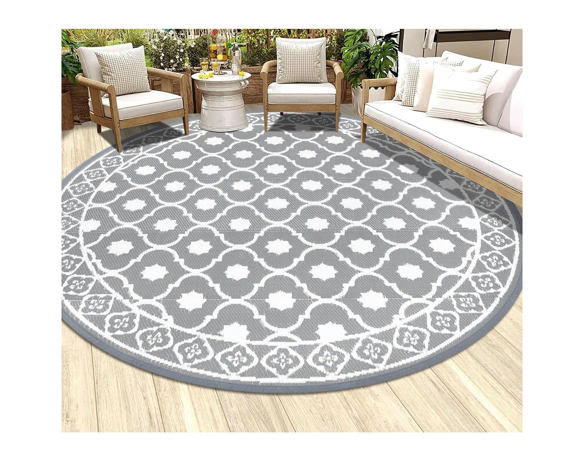Waterproof Outdoor Rug 6ft, Reversible Plastic Straw Patio Camping Rug