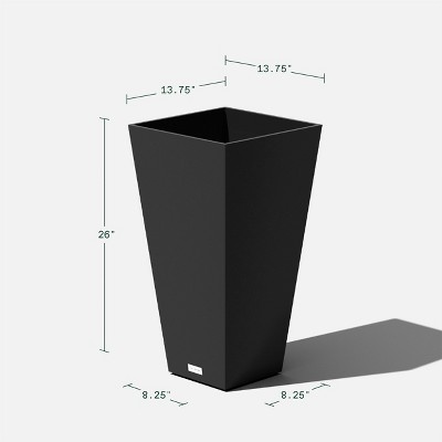 Black 26" Tall Modern Plastic Planter Set