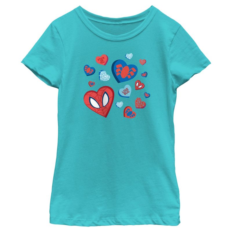 Girl's Marvel Spider-Man Candy Hearts T-Shirt, 1 of 5